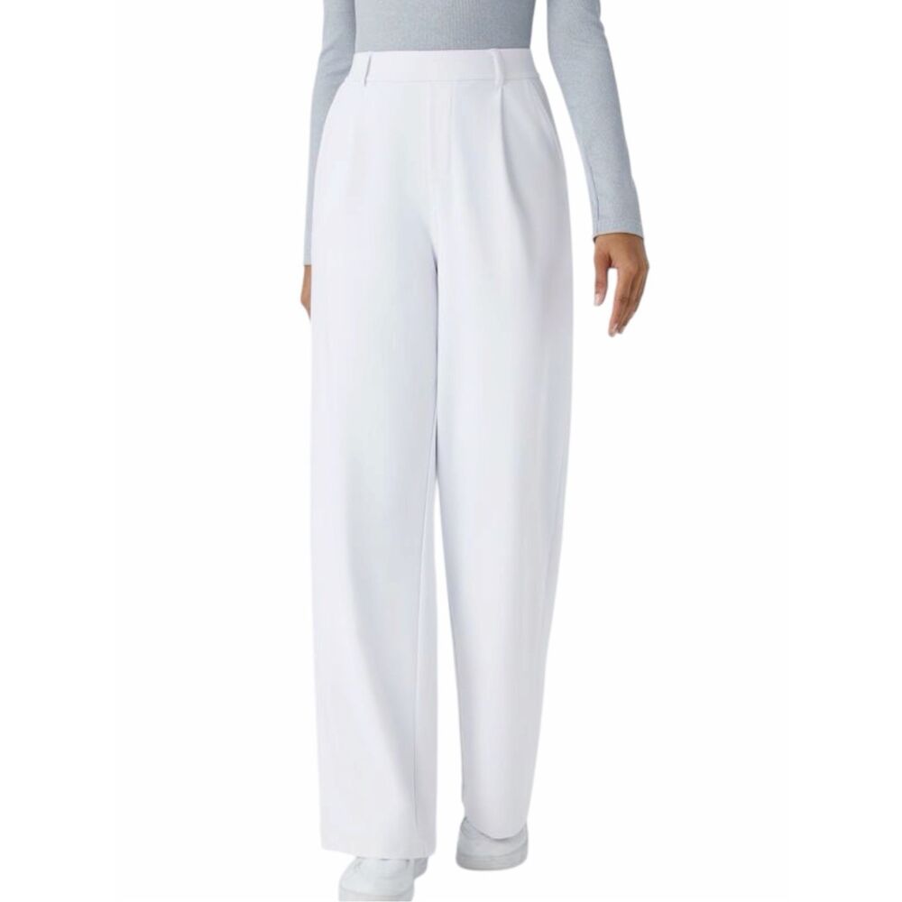 HALARA Flex™ DayStretch High Waisted Pocket Wide-Leg Work Pants White Size Large